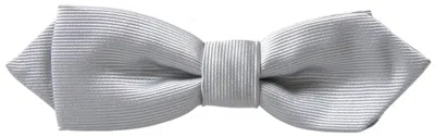Dolce & Gabbana Gray Silk Adjustable Men Neck Papillon Bow Tie In Gray