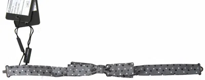 Dolce & Gabbana Gray Polka Dot Silk Adjustable Men Neck Papillon Bow Tie In Gray