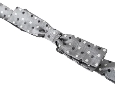 Dolce & Gabbana Gray Polka Dot Silk Adjustable Men Neck Papillon Bow Tie In Gray