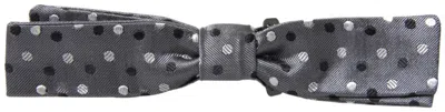 Dolce & Gabbana Gray Polka Dot Silk Adjustable Men Neck Papillon Bow Tie In Gray