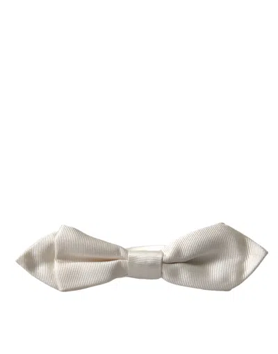 Dolce & Gabbana Elegant White Silk Bow Men's Tie In White