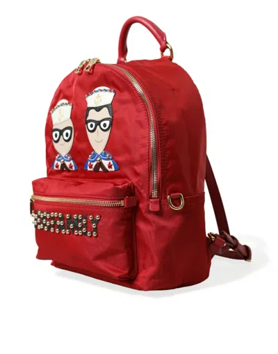 Dolce & Gabbana Red #dgfamily Embellished Backpack Vulcano Bag In Red