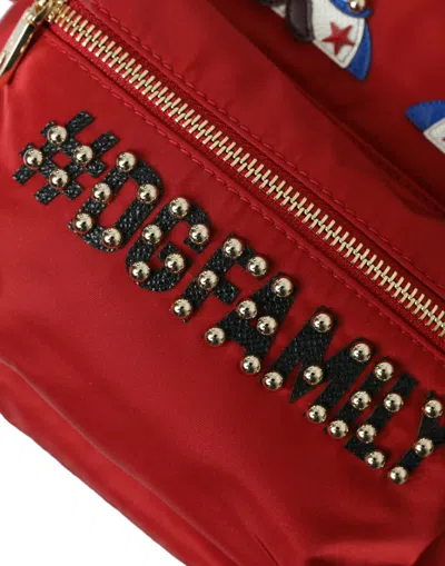 Dolce & Gabbana Red #dgfamily Embellished Backpack Vulcano Bag In Red
