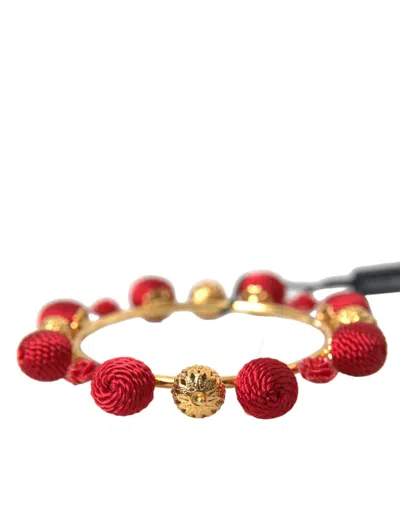 Dolce & Gabbana Gold Brass Red Runway Sicilia Natale Roses Bracelet In Gold