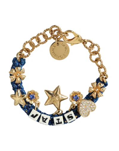 Dolce & Gabbana Gold Tone Brass Chain Star Fashion Bracelet In Gold