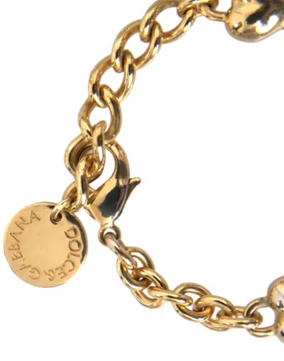 Dolce & Gabbana Gold Tone Brass Chain My Dog Heart Bracelet In Gold