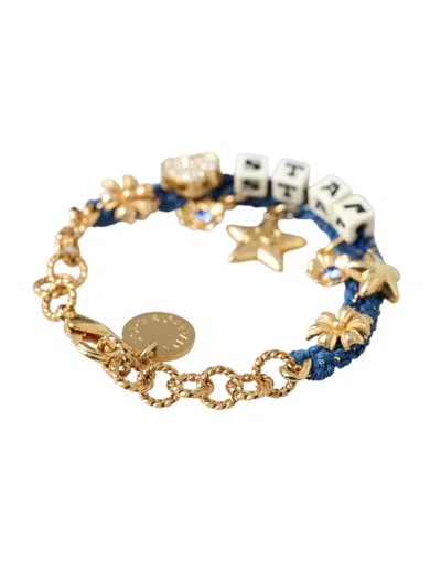Dolce & Gabbana Gold Tone Brass Chain Star Fashion Bracelet In Gold