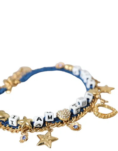 Dolce & Gabbana Gold Tone Brass Chain Iam The Star Bracelet In Gold