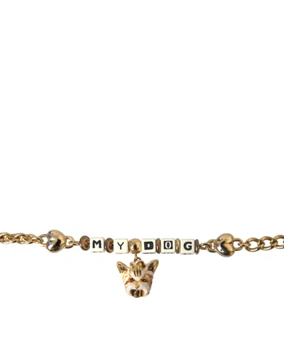 Dolce & Gabbana Gold Tone Brass Chain My Dog Heart Bracelet In Gold