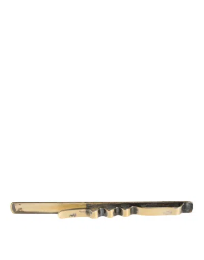 Pre-owned Dolce & Gabbana Gold Tone Brass Logo Branded Men Tie Clip Men's Bar ()