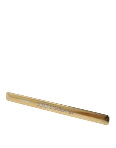 Pre-owned Dolce & Gabbana Gold Tone Brass Logo Branded Men Tie Clip Men's Bar ()