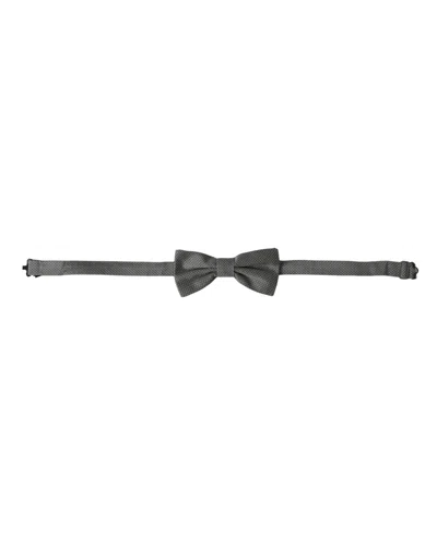 Dolce & Gabbana Gray Silk Patterned Adjustable Neck Men Bow Tie In Gray