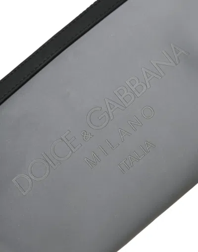 Dolce & Gabbana Gray Neoprene Logo Zip Waist Fanny Pack Belt Pouch Men's Bag In Gray