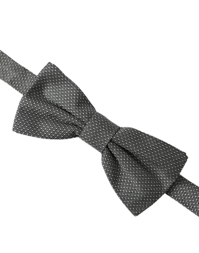 Dolce & Gabbana Gray Silk Patterned Adjustable Neck Men Bow Tie In Gray