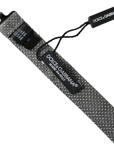 Dolce & Gabbana Gray Silk Patterned Adjustable Neck Men Papillon Bow Tie In Dark Gray
