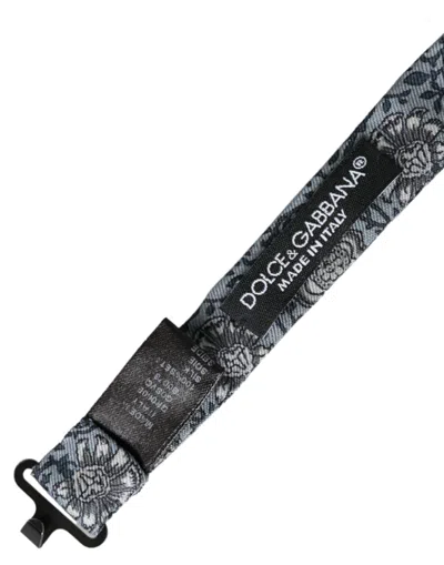 Dolce & Gabbana Gray Silk Patterned Adjustable Neck Men Bow Tie In Gray