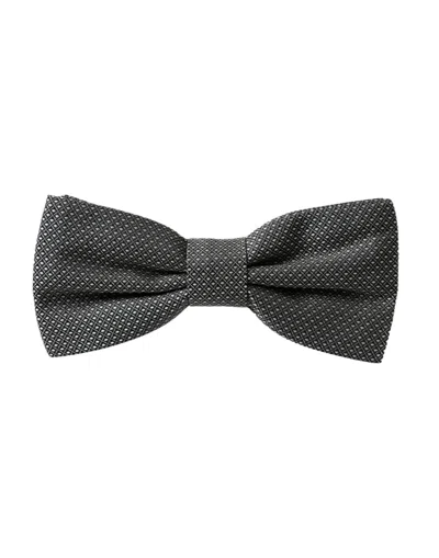 Dolce & Gabbana Gray Silk Patterned Adjustable Neck Men Papillon Bow Tie In Dark Gray