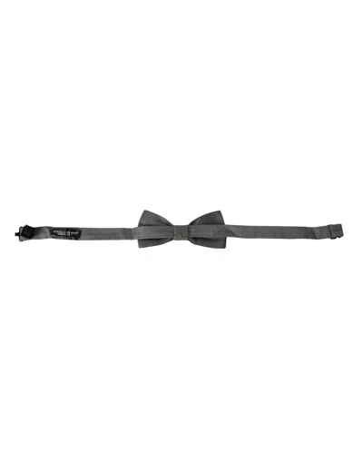 Dolce & Gabbana Gray Silk Patterned Adjustable Neck Men Bow Tie In Gray