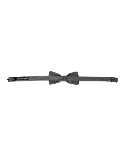 Dolce & Gabbana Gray Silk Patterned Adjustable Neck Men Papillon Bow Tie In Dark Gray