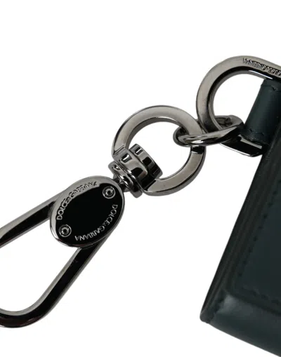 Dolce & Gabbana Green Leather Dg Logo Keyring Coin Purse Keyring Wallet In Green