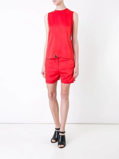 Shop Mugler High-waisted Pleated Shorts In Red