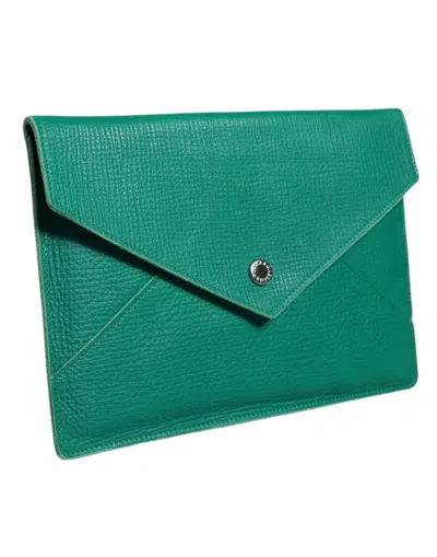 Dolce & Gabbana Green Leather Handbag Clutch Mini Purse Pouch Tablet Case In Green