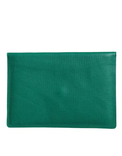 Dolce & Gabbana Green Leather Handbag Clutch Mini Purse Pouch Tablet Case In Green