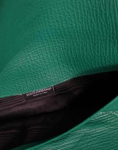 Dolce & Gabbana Green Leather Handbag Clutch Mini Purse Pouch Tablet Case In Green
