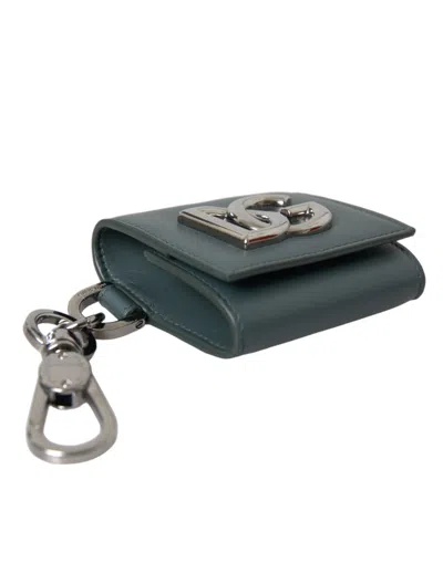 Dolce & Gabbana Green Leather Dg Logo Keyring Coin Purse Keyring Wallet In Green