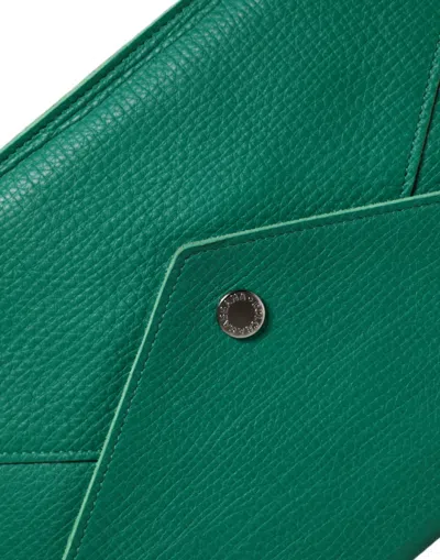 Dolce & Gabbana Green Leather Handbag Clutch Mini Purse Pouch Tablet Case In Green