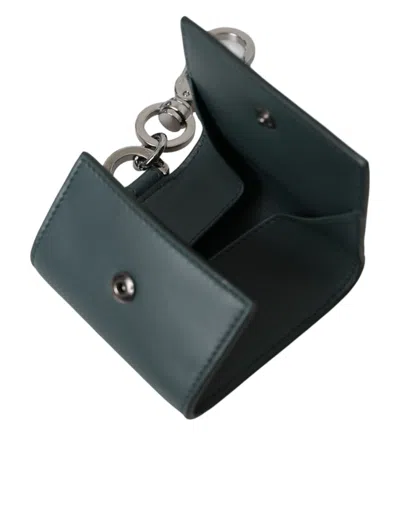 Dolce & Gabbana Green Leather Dg Logo Keyring Coin Purse Keyring Wallet In Green
