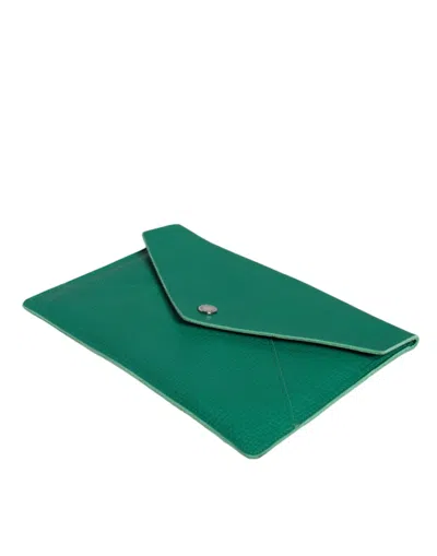 Dolce & Gabbana Green Leather Handbag Clutch Mini Purse Pouch Tablet Case In Green