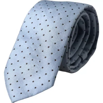 Dolce & Gabbana Light Blue Polka Dot Silk Adjustable Men Tie In Blue