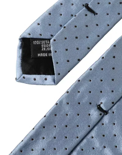 Dolce & Gabbana Light Blue Polka Dot Silk Adjustable Men Tie In Blue
