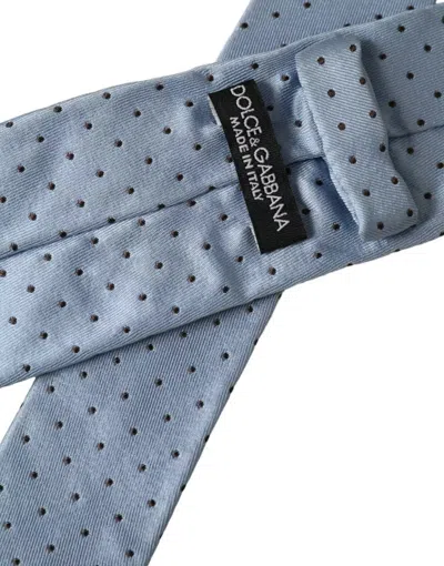 Dolce & Gabbana Light Blue Polka Dot Silk Adjustable Men Tie In Blue