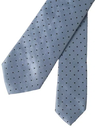 Dolce & Gabbana Light Blue Polka Dot Silk Adjustable Men Tie In Blue