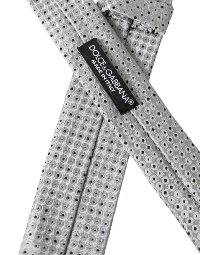 Dolce & Gabbana Light Gray Polka Dot Silk Adjustable Men Men's Tie In Gray