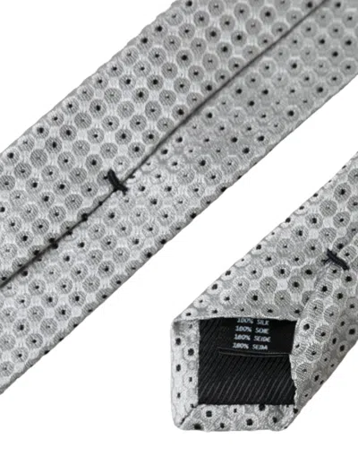 Dolce & Gabbana Light Gray Polka Dot Silk Adjustable Men Men's Tie In Gray