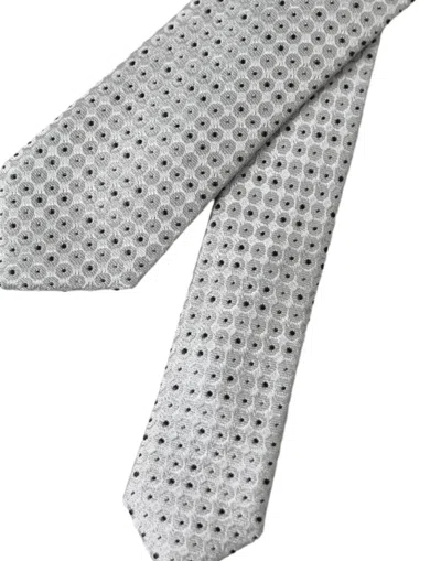 Dolce & Gabbana Light Gray Polka Dot Silk Adjustable Men Men's Tie In Gray