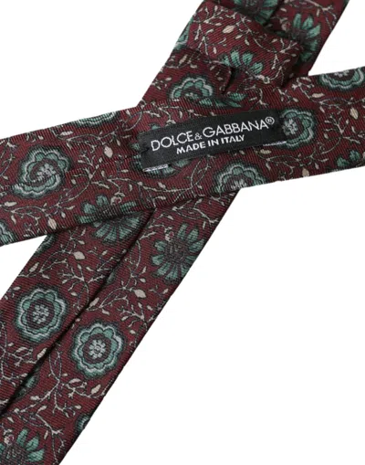Dolce & Gabbana Maroon Floral 100% Silk Adjustable Men Men's Tie In Maroon