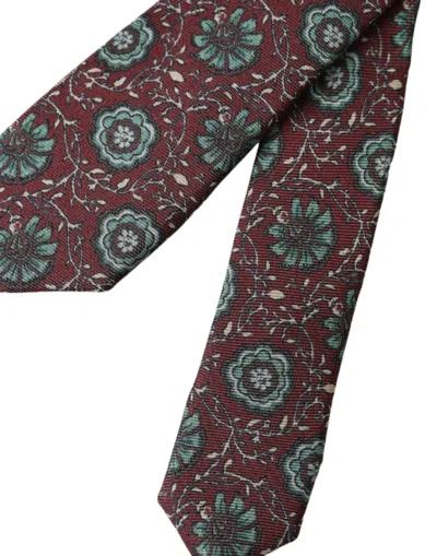 Dolce & Gabbana Maroon Floral 100% Silk Adjustable Men Men's Tie In Maroon