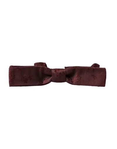 Dolce & Gabbana Maroon Floral Silk Adjustable Neck Men Bow Tie In Maroon