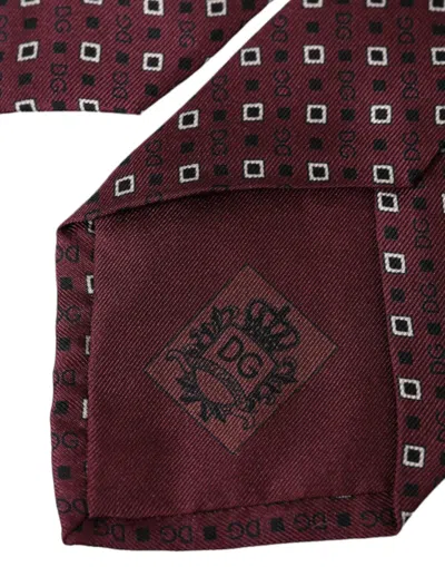 Dolce & Gabbana Maroon Silk Branded Logo Adjustable Men Men's Tie In Maroon