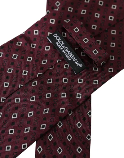 Dolce & Gabbana Maroon Silk Branded Logo Adjustable Men Men's Tie In Maroon
