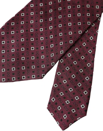 Dolce & Gabbana Maroon Silk Branded Logo Adjustable Men Men's Tie In Maroon