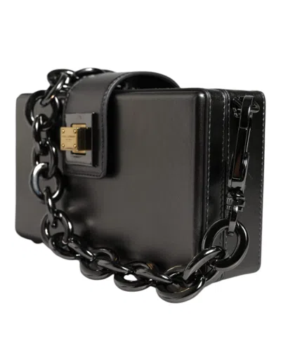 Pre-owned Dolce & Gabbana Metallic Gray Dg Box Leather Shoulder Chain Strap Women's Bag ()