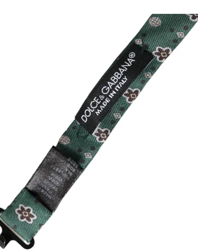 Dolce & Gabbana Mint Green Floral Adjustable Neck Men Bow Tie In Green