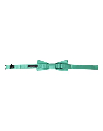 Dolce & Gabbana Mint Green Silk Adjustable Neck Men Bow Tie In Green