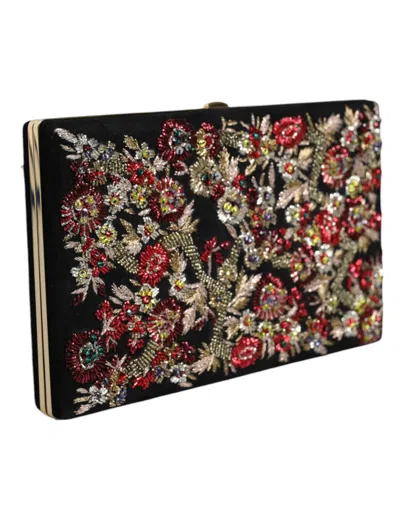 Dolce & Gabbana Multicolor Floral Gold Frame Clutch Evening Purse Bag In Multicolor