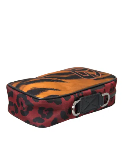 Dolce & Gabbana Multicolor Tiger Print Nylon Logo Cross Body Men's Bag In Multicolor
